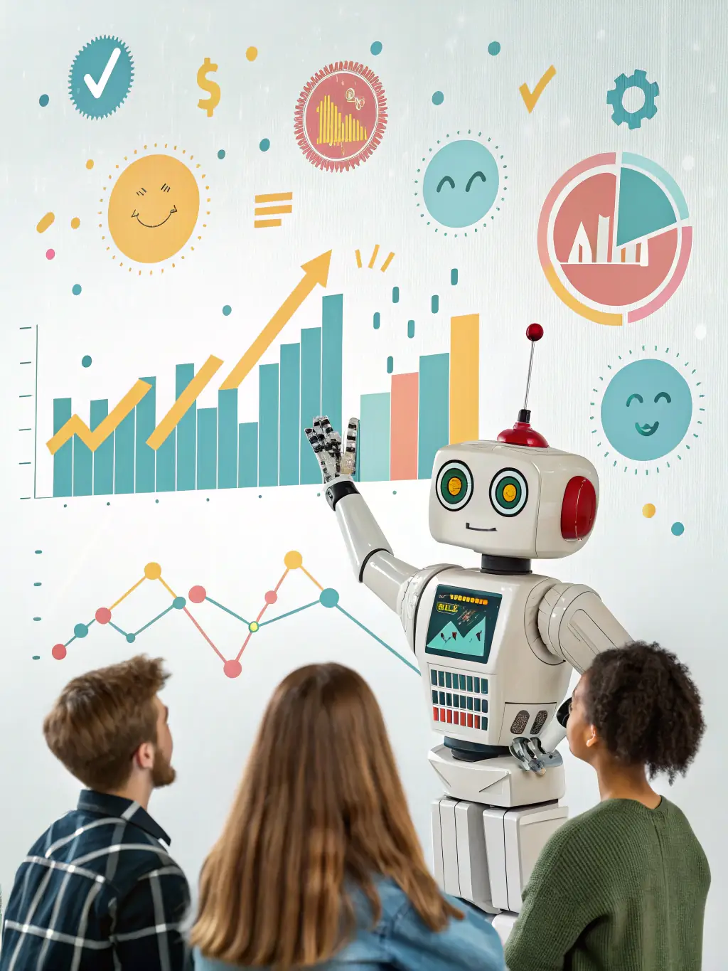 A graphic showing an AI model learning from data, symbolizing the machine learning aspect of AI automation at Elevation Growth Solutions.