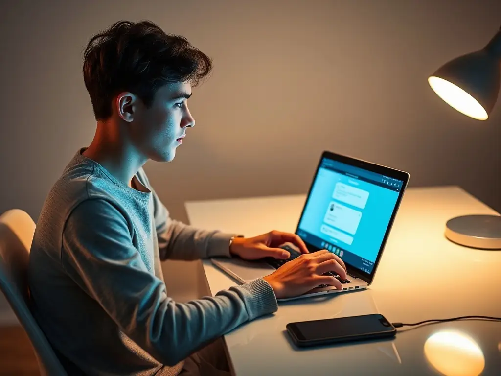 A customer interacting with an AI-powered chatbot, receiving personalized support and recommendations based on their preferences.