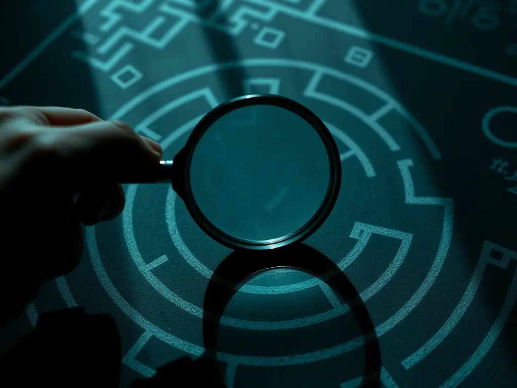 An image depicting a maze or labyrinth, symbolizing hidden inefficiencies within a business, with a magnifying glass highlighting areas of potential improvement.