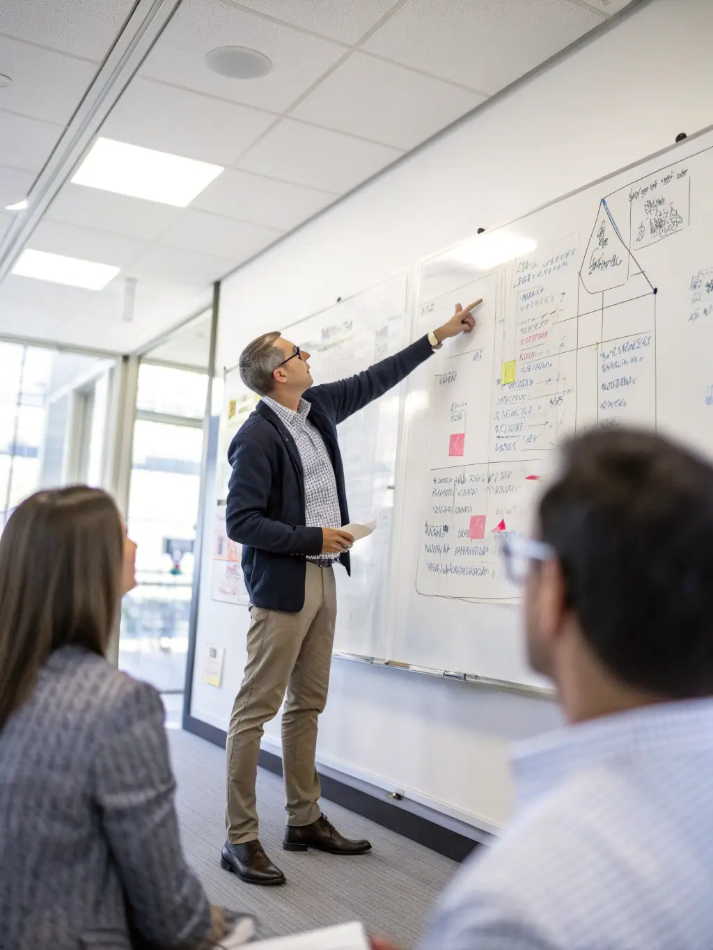 An icon showing a strategic roadmap from an operator to a CEO, using teal to emphasize guidance and leadership.