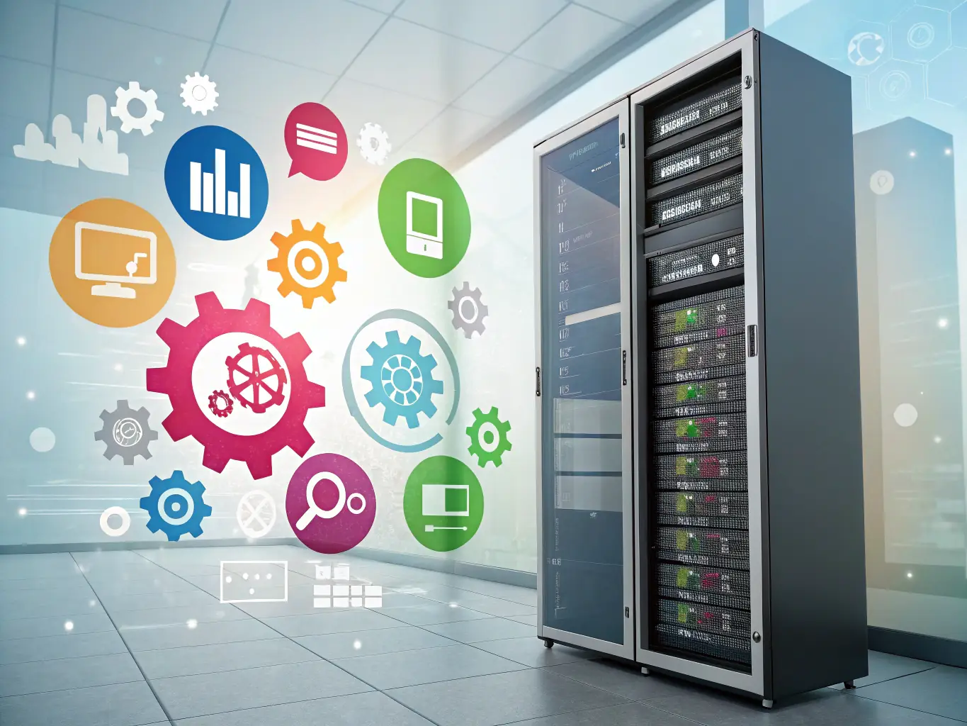 A modern, abstract representation of technology integration, showcasing seamless connectivity and efficient data flow between different systems.